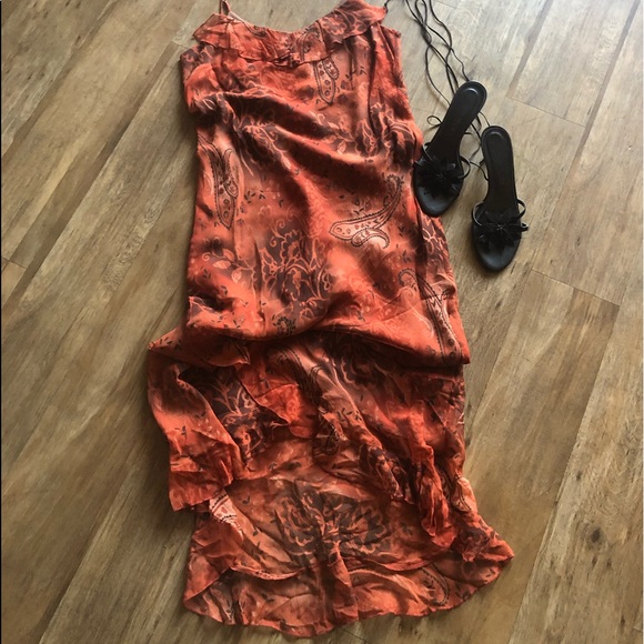 Sexy Silk Asymmetrical Maxi Dress - Picture 6 of 8